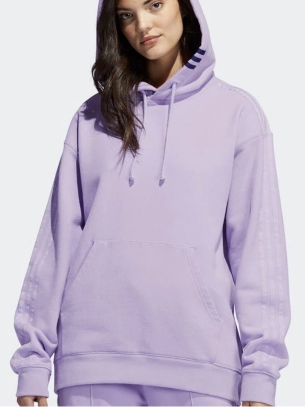 adidas x ivy park Lavender terry Pullover Hoodie with Subtle Sleeve Stripes! XS